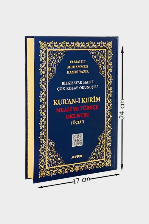 Lacivert Orta Boy Kuranı Kerim Meali ve Türkçe Okunuşu